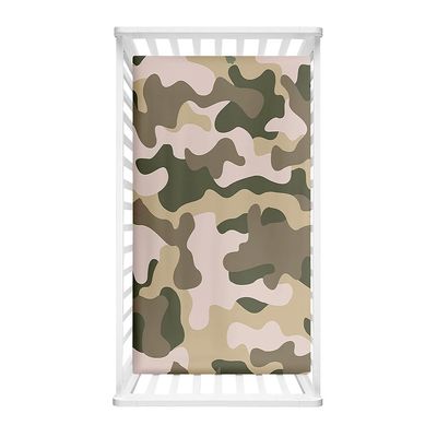 Morbuy Baby Crib Fitted Sheet, Camouflage Microfiber, Light Green, 140 x 70 cm