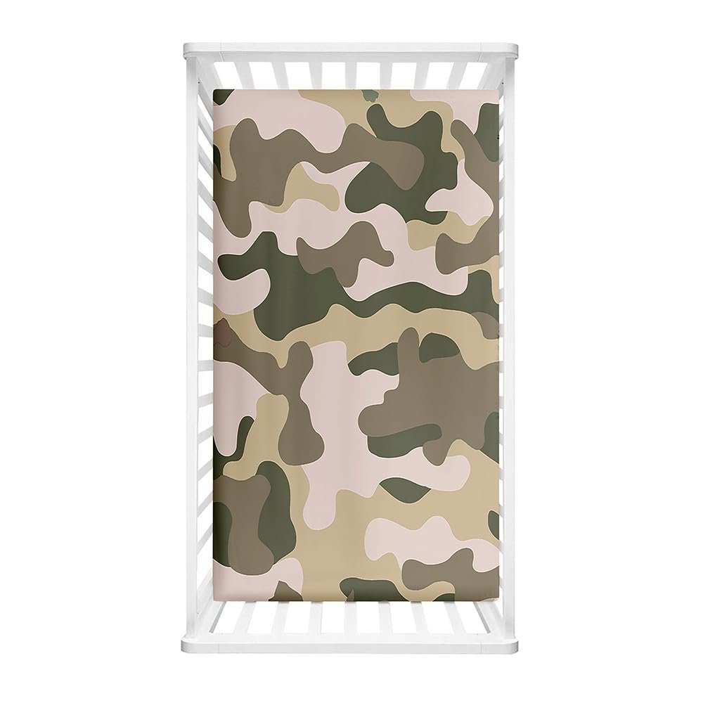 Morbuy Baby Crib Fitted Sheet, Camouflage Microfiber, Light Green, 140 x 70 cm