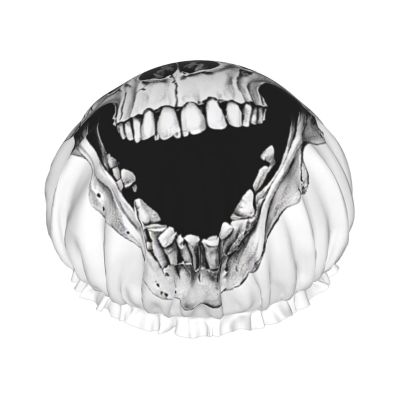 Women's Double-Layer Shower Cap with Horror Skull Print