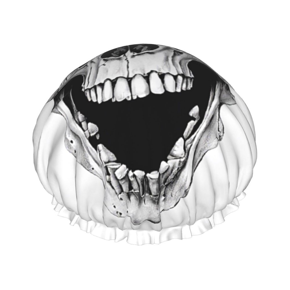 Women's Double-Layer Shower Cap with Horror Skull Print