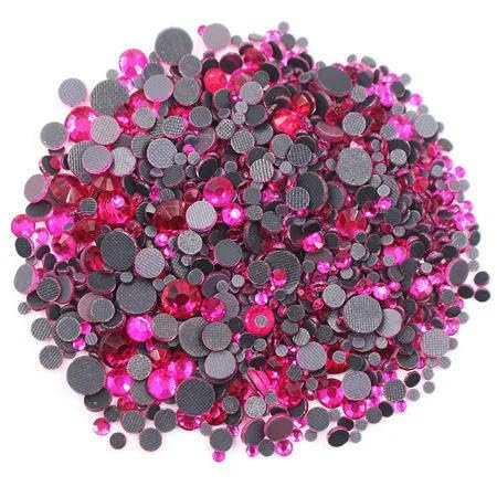 JKDSAO SS6–SS30 Hotfix Rhinestones, Flat-Back Self-Adhesive Glitter Stones, Pink, 3,000-Piece Assortment