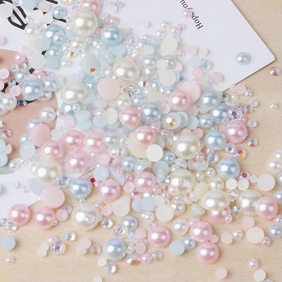 JKDSAO 10/50 g Random Mix of Resin Rhinestones and AB Flatback Pearls, C19-50 g