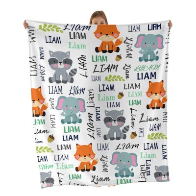 Urijk Personalized Baby Blanket with Name, Cartoon Design