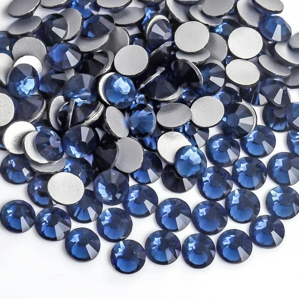 Light/Dark Siam Red Glitter Rhinestones for Nail Art, SS3–SS30, Glass Non-Hot-Fix Decorations, Montana, SS6, 1,440 Pieces
