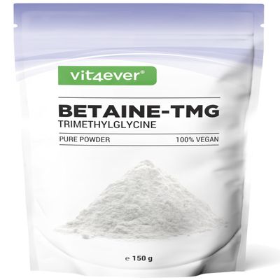 vit4ever Betaine (TMG) Powder, 150 g, Over 99.9% Purity, From Sugar Beets