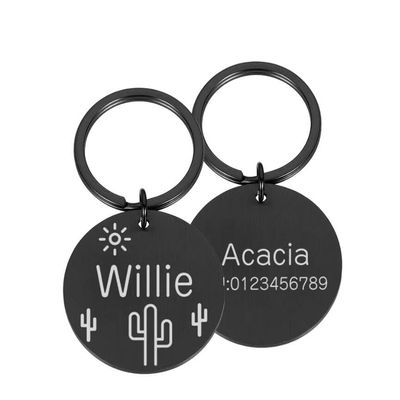 Personalized Dog Tag, Engraved Pet ID Tag, Black, 30 mm