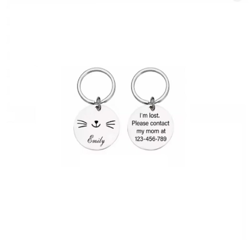 Customizable Cat Collar ID Tag, Silver