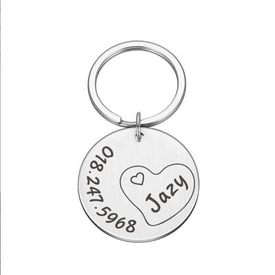 Personalized Dog Tag with Name Engraving, Silver, 30 mm
