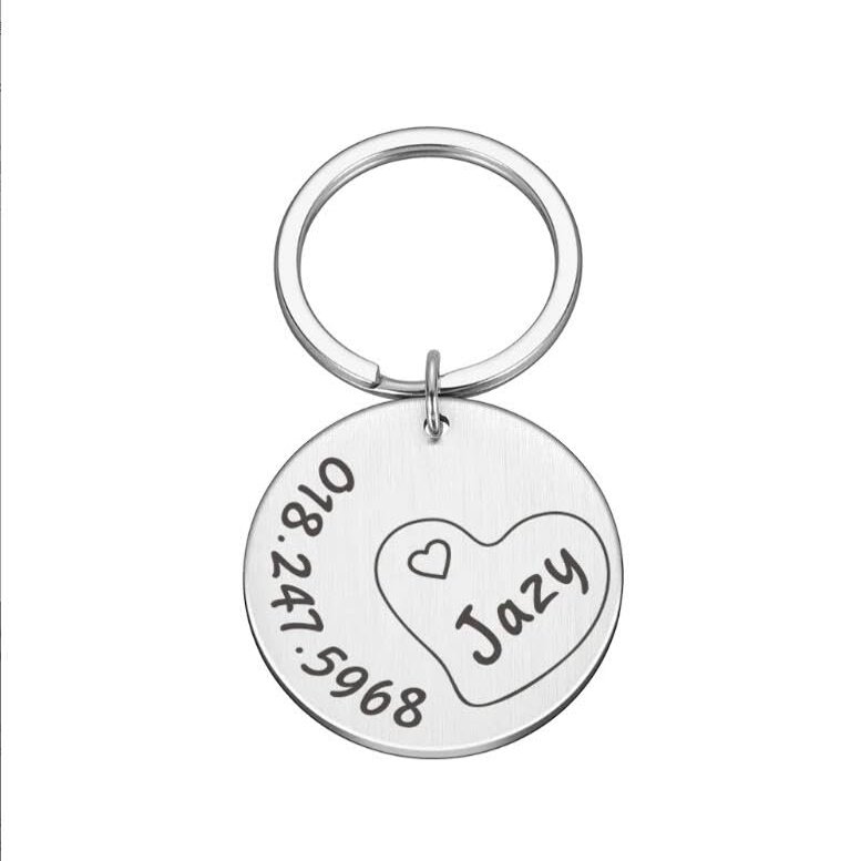 Personalized Dog Tag with Name Engraving, Silver, 30 mm