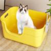 Habrur Open-Top Cat Litter Box with High Sides and Frame, Gray view 4