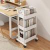 Rolling Storage Cart, 3-Tier Mobile Bookshelf with Wheels, Multifunctional Basket Shelf, Black view 2