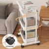 Rolling Storage Cart, 3-Tier Mobile Bookshelf with Wheels, Multifunctional Basket Shelf, Black view 3
