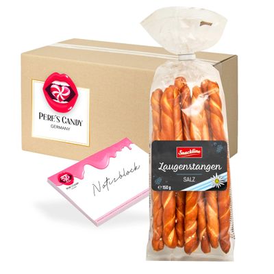 Pere's Candy Bundle: 3 x Salted Pretzel Sticks, 150 g + DIN A7 Notepad