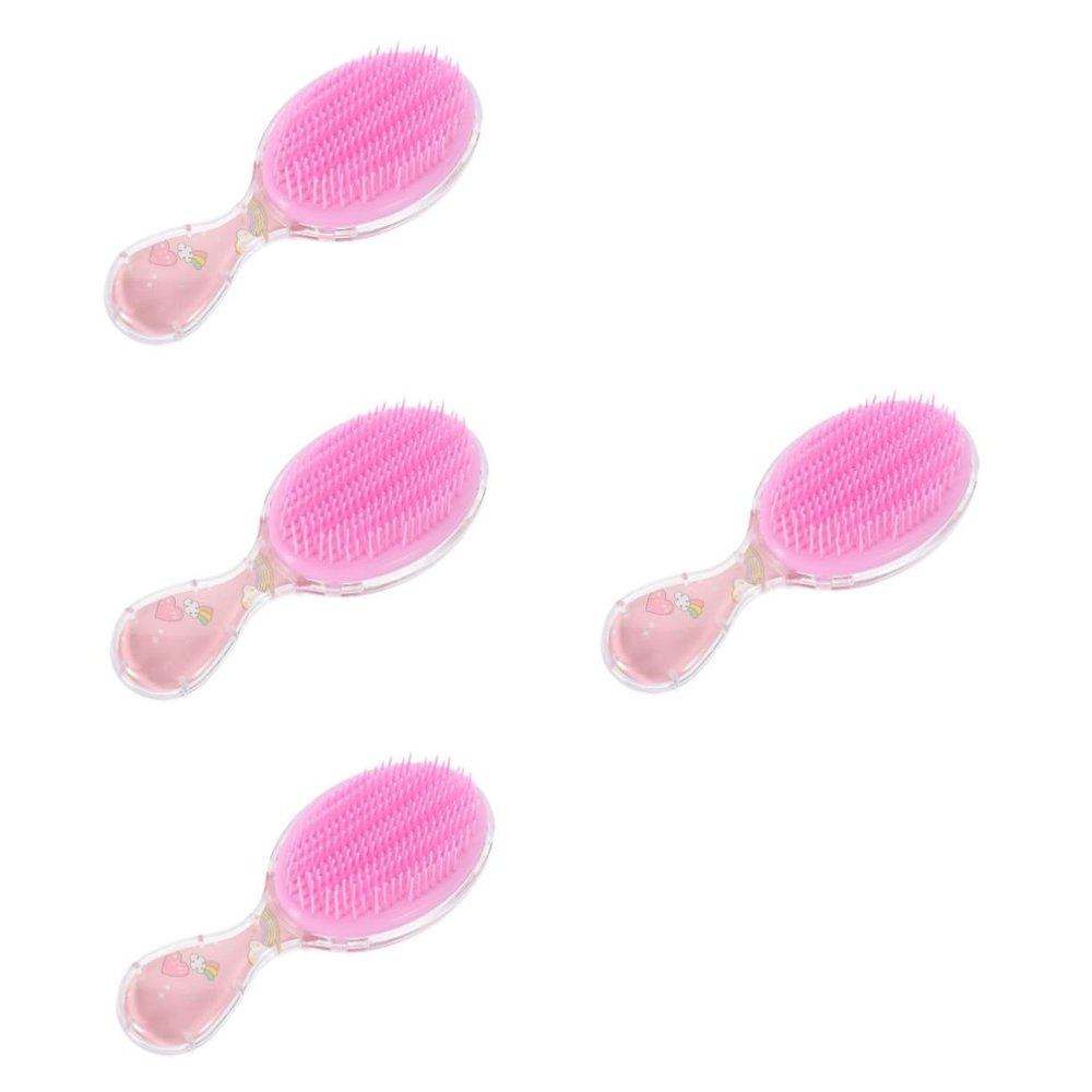 Healeved 4-Piece Portable Hair Brushes for Girls, Cartoon Detangling Brushes for Travel, Gentle on the Scalp