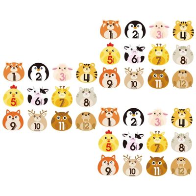 VICASKY 36-Sheet Animal Design Monthly Stickers for Newborns and Photo Albums