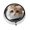 Se Katze Round 3-Compartment Pill Case, Portable Travel Medicine Organizer view 1