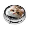Se Katze Round 3-Compartment Pill Case, Portable Travel Medicine Organizer view 2