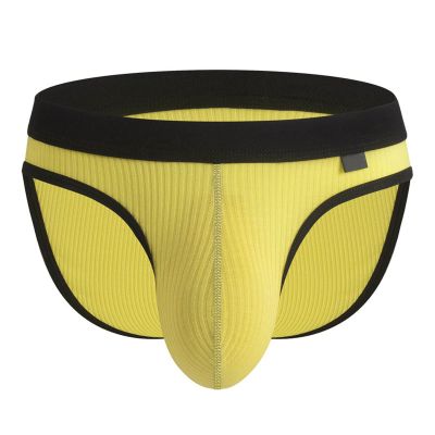 SRZYMJ Men's Thong Underwear, Cotton Boxer Shorts, Yellow, Size L