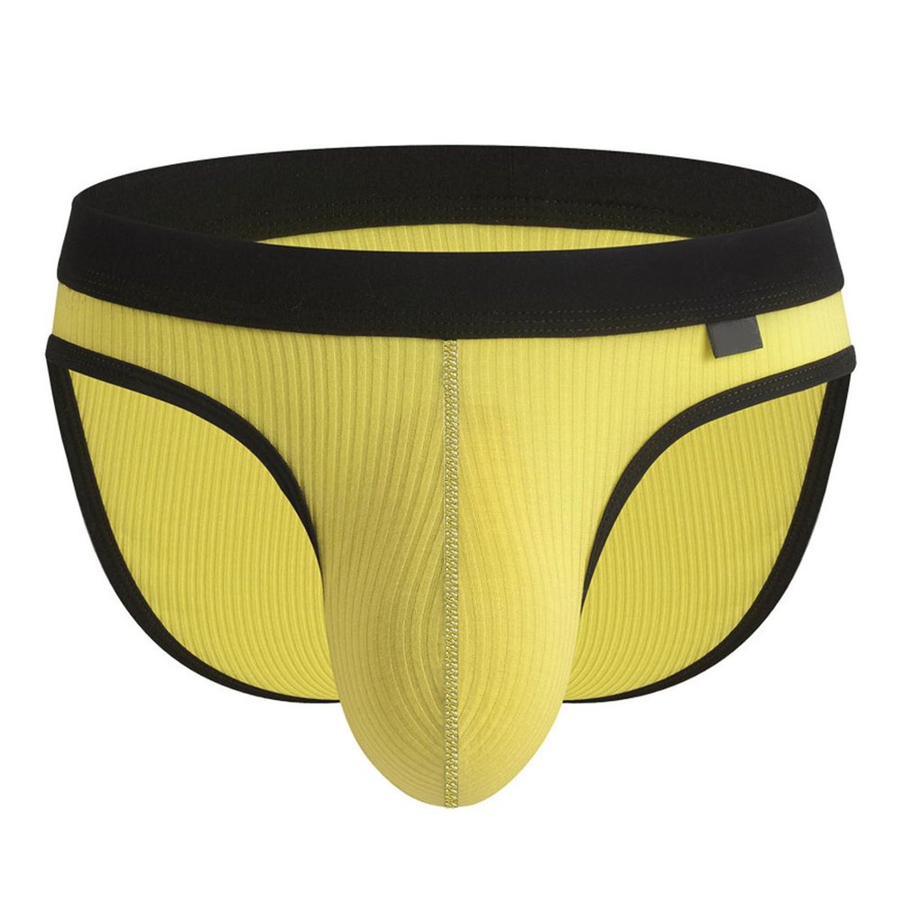 SRZYMJ Men's Thong Underwear, Cotton Boxer Shorts, Yellow, Size L