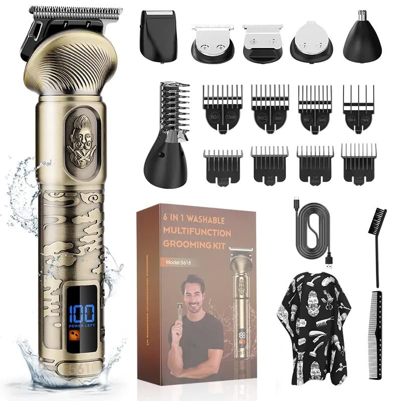 INF 6-in-1 Beard Trimmer, Nose Precision Trimmer, IPX4, Bronze