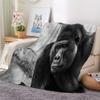 Chimpanzee 3D-Printed Flannel Throw Blanket, 130 x 150 cm, Black view 2