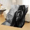 Chimpanzee 3D-Printed Flannel Throw Blanket, 130 x 150 cm, Black view 3
