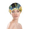 Reusable Waterproof Double-Layer Shower Cap for Women, Oversized Floral, Bicycle, and Cat Designs view 3