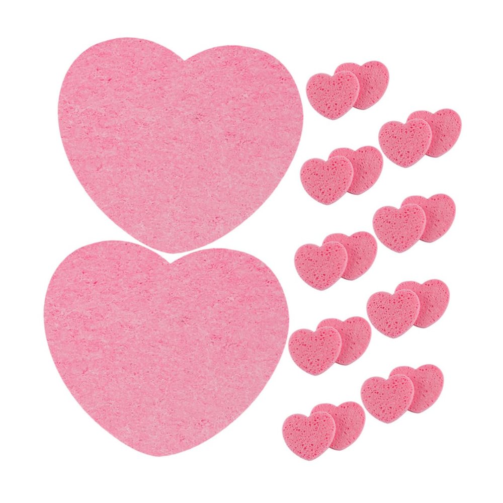 Heart-Shaped Facial Cleansing Sponges, 20 Count, Wood Pulp and Cotton