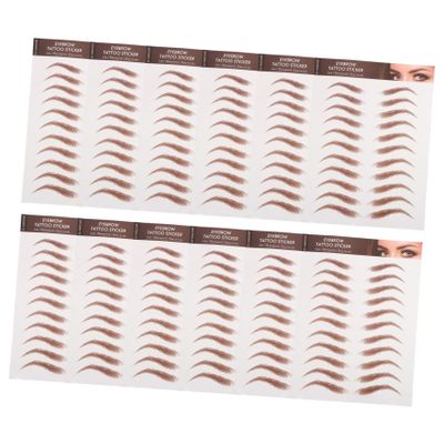 WOONEKY 12 Sheets Eyebrow Tattoo Stickers, Waterproof Realistic Hair-Look Peel-Off Eyebrow Styling and Shaping