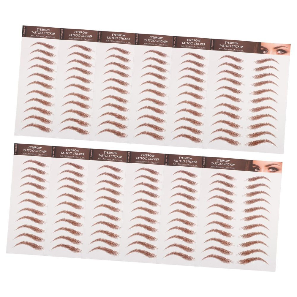 WOONEKY 12 Sheets Eyebrow Tattoo Stickers, Waterproof Realistic Hair-Look Peel-Off Eyebrow Styling and Shaping