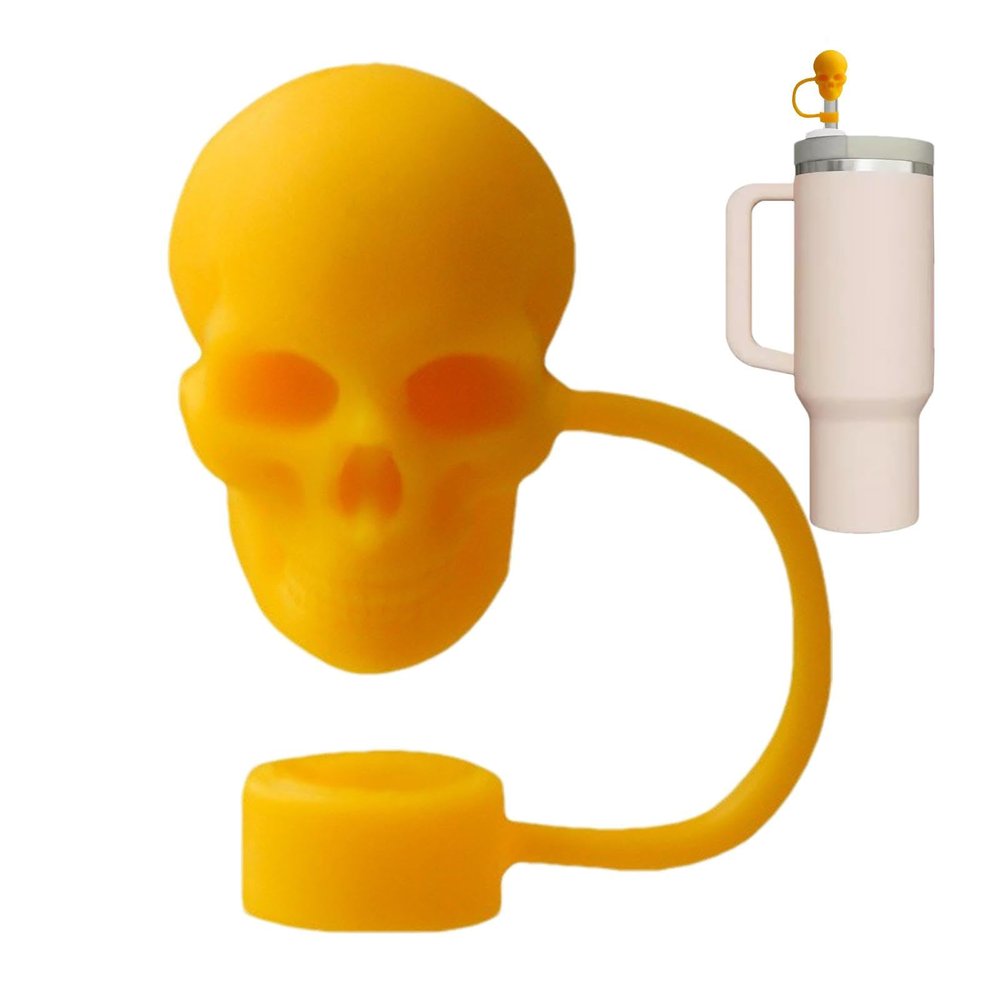 Skull Straw Topper, Silicone Cover for 10 mm Straws