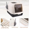 Foldable Covered Cat Litter Box with Pull-Out Tray, Removable Basin and Scoop, for Cats up to 15 kg, 36 x 51 x 34 cm, Black view 3