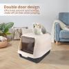 Foldable Covered Cat Litter Box with Pull-Out Tray, Removable Basin and Scoop, for Cats up to 15 kg, 36 x 51 x 34 cm, Black view 4