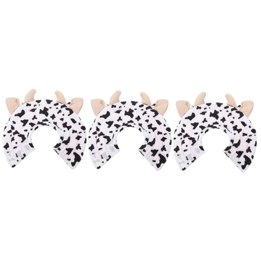 INOOMP 3-Piece Adjustable Soft Recovery Collar for Cats and Small Dogs, Cow Design