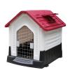 CTREVL Plastic Dog House, Outdoor Dog House with Sloped Roof and Raised Floor, Ventilation Openings and Skylight, for Small to Medium Dogs (Pink, 58 x 69 x 66) view 1