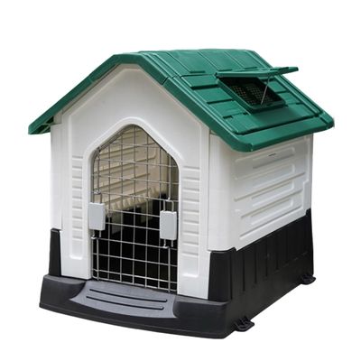 CTREVL Plastic Dog House with Sloped Roof, Raised Floor and Ventilation, Green, 68 x 80 x 76