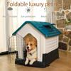 CTREVL Plastic Dog House with Sloped Roof, Raised Floor and Ventilation, Green, 68 x 80 x 76 view 3