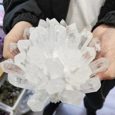 Natural Clear Quartz Cluster Ornament, 610–700 g