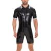 Generic Black 4XL Men's Sexy PVC Underwear with Zipper, One-Piece Shorts view 1