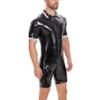 Generic Black 4XL Men's Sexy PVC Underwear with Zipper, One-Piece Shorts view 2