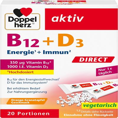Doppelherz B12 + D3 DIRECT – Orange-Pomegranate Flavor