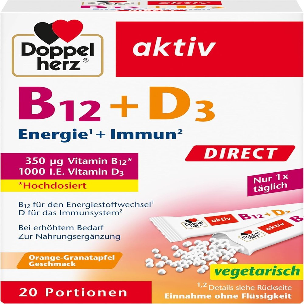 Doppelherz B12 + D3 DIRECT – Orange-Pomegranate Flavor