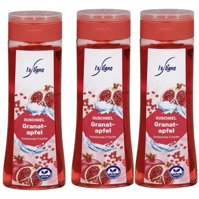 La Ligne Wellness Pomegranate Shower Gel, 300 Milliliters x 3, with Pufai Grocery