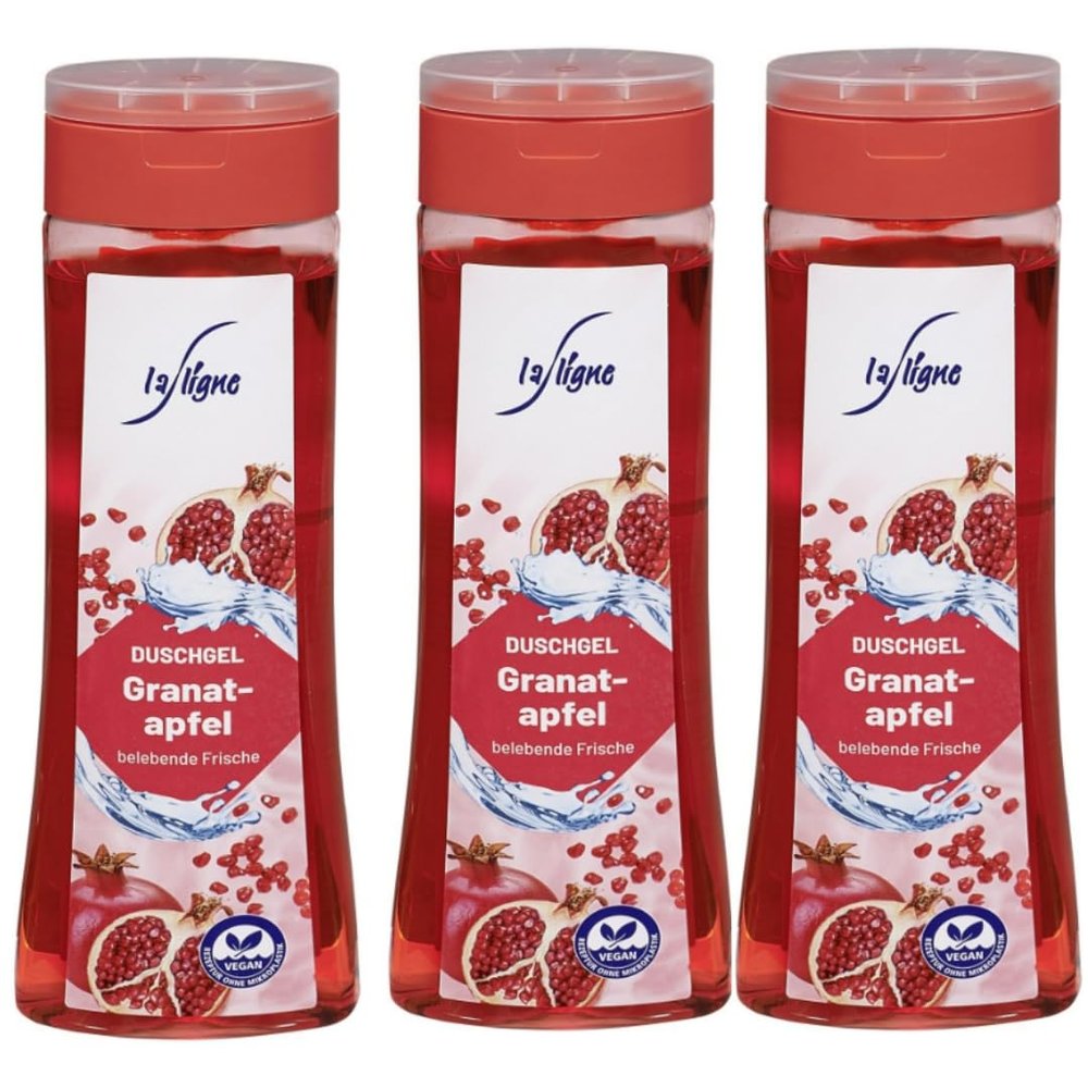 La Ligne Wellness Pomegranate Shower Gel, 300 Milliliters x 3, with Pufai Grocery
