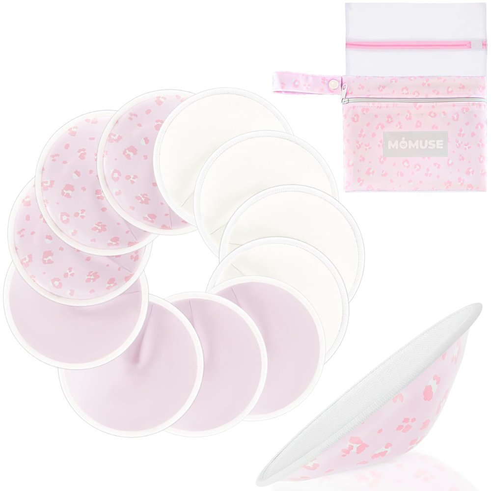 MOMUSE Organic Reusable Nursing Pads, 12-Pack