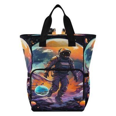 LINNIKEEEE Watercolor Astronaut Diaper Bag Backpack