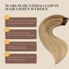 VINBAO Clip-In Human Hair Extensions, Balayage Ash Brown to Caramel Blonde, Straight, Thick, 14 in, 100 g, 6 Pieces (#10/16/16, 35 cm) view 2