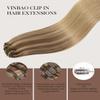 VINBAO Clip-In Human Hair Extensions, Balayage Ash Brown to Caramel Blonde, Straight, Thick, 14 in, 100 g, 6 Pieces (#10/16/16, 35 cm) view 3