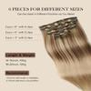 VINBAO Clip-In Human Hair Extensions, Balayage Ash Brown to Caramel Blonde, Straight, Thick, 14 in, 100 g, 6 Pieces (#10/16/16, 35 cm) view 4