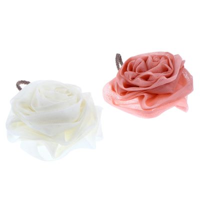 4-Piece Rose Exfoliating Sponges, Pore-Cleansing Bath Accessories, Flower Mesh Shower Loofahs, Mikinona